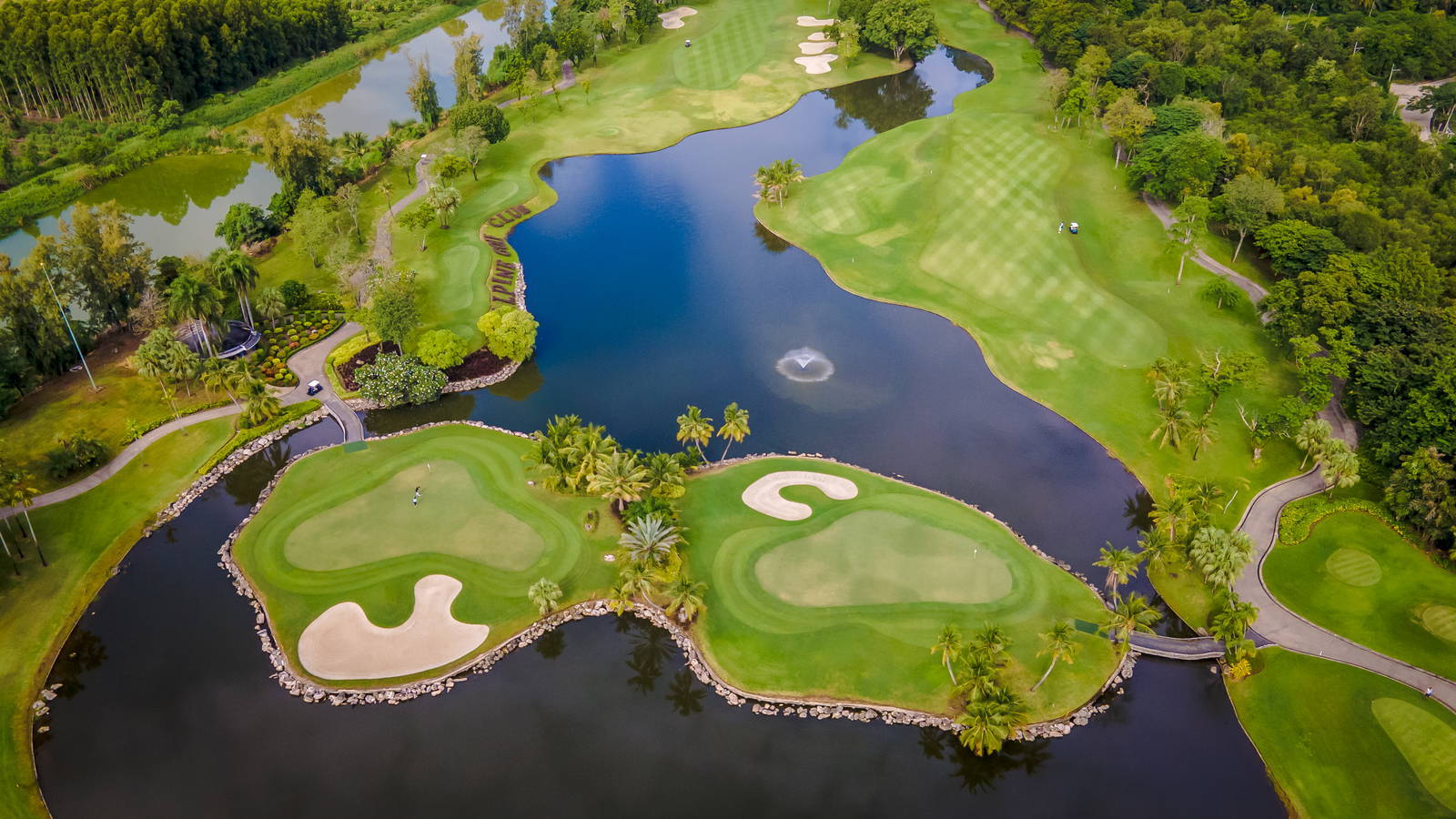 Island Green, Aerial View, Alpine Golf Club, Bangkok, Thailand