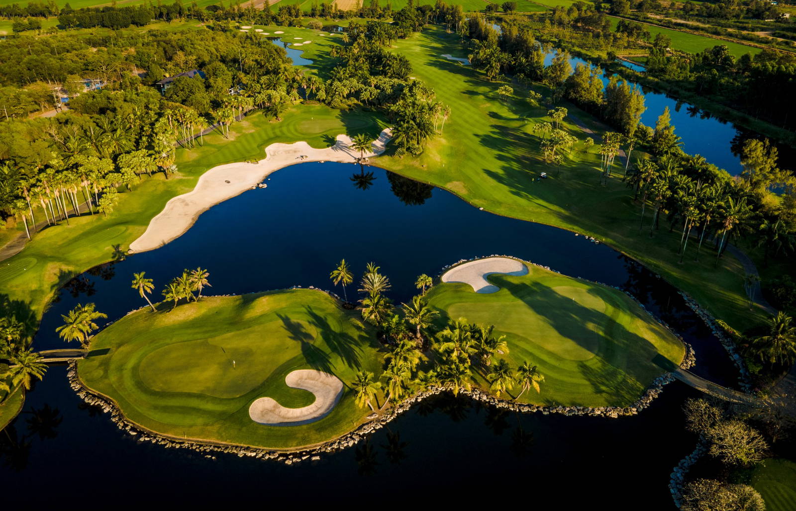 Aerial View, Island Green, Alpine Golf Club, Bangkok, Thailand