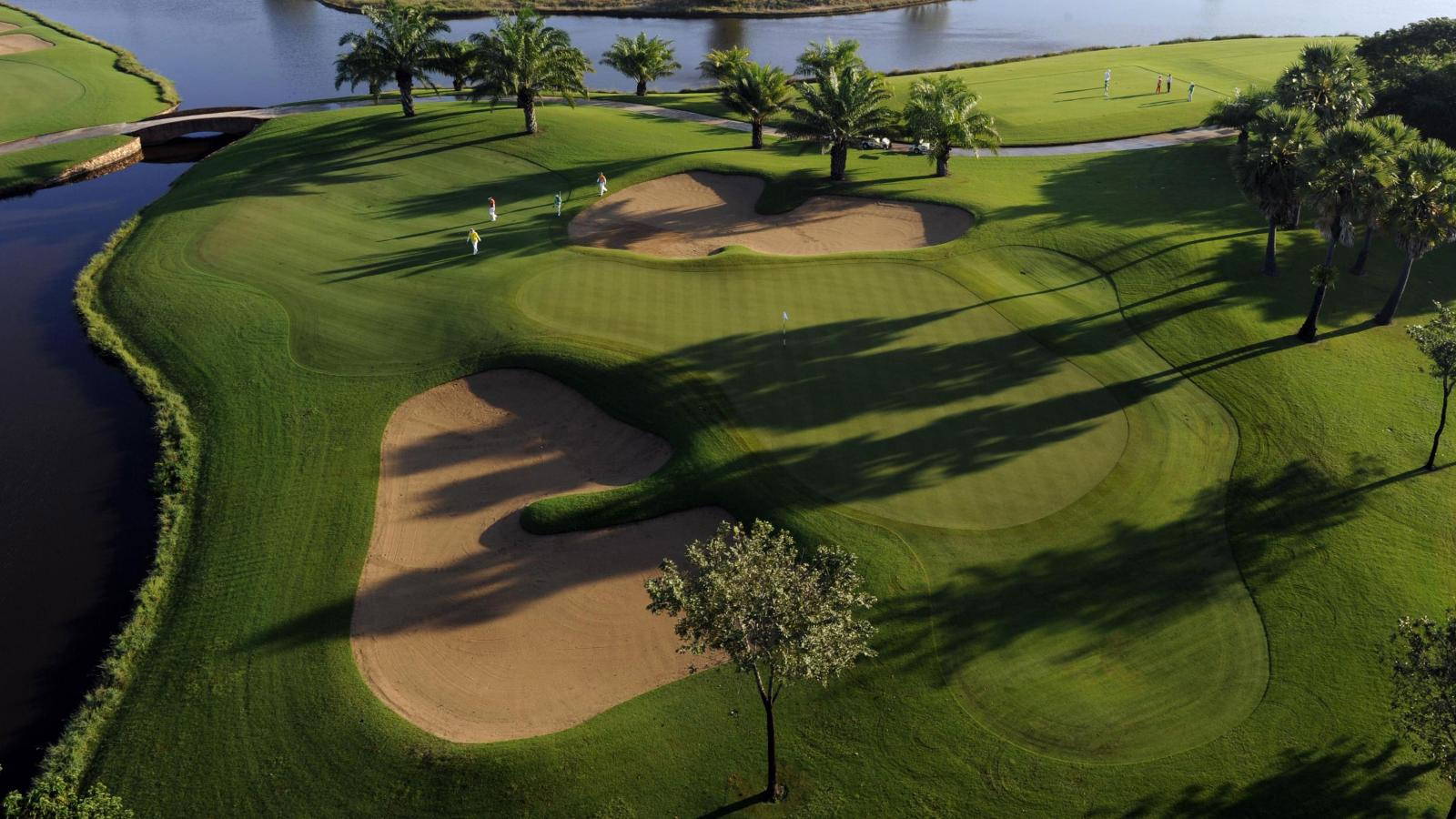 Green, Bunker, Aerial View, Angkor Golf Resort, Siem Reap, Cambodia