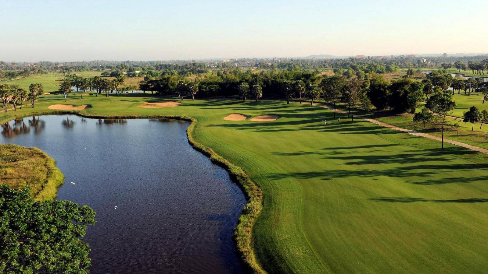 Fairway, Water Hazard, Aerial View, Angkor Golf Resort, Siem Reap, Cambodia