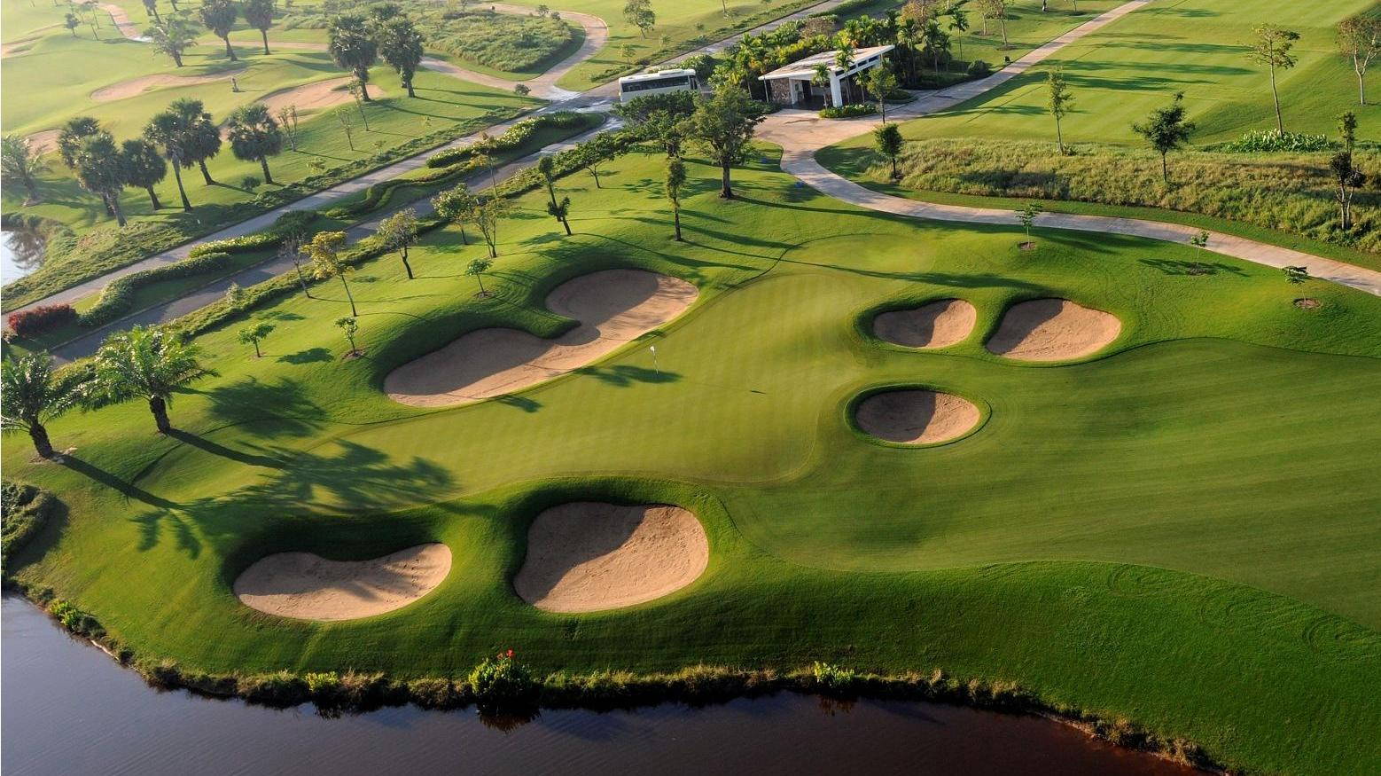 Green, Bunker, Aerial View, Angkor Golf Resort, Siem Reap, Cambodia