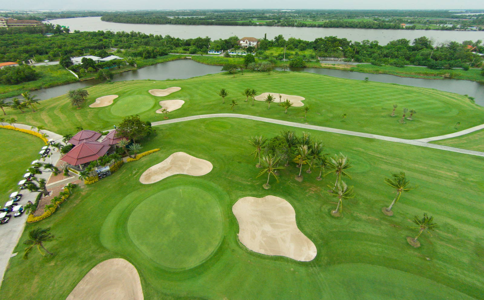 Green, Aerial View, Bangpakong Riverside Country Club, Bangkok, Thailand