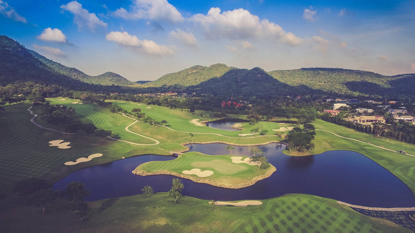 Island Green, Aerial View, Black Mountain Golf Club, Hua Hin, Thailand
