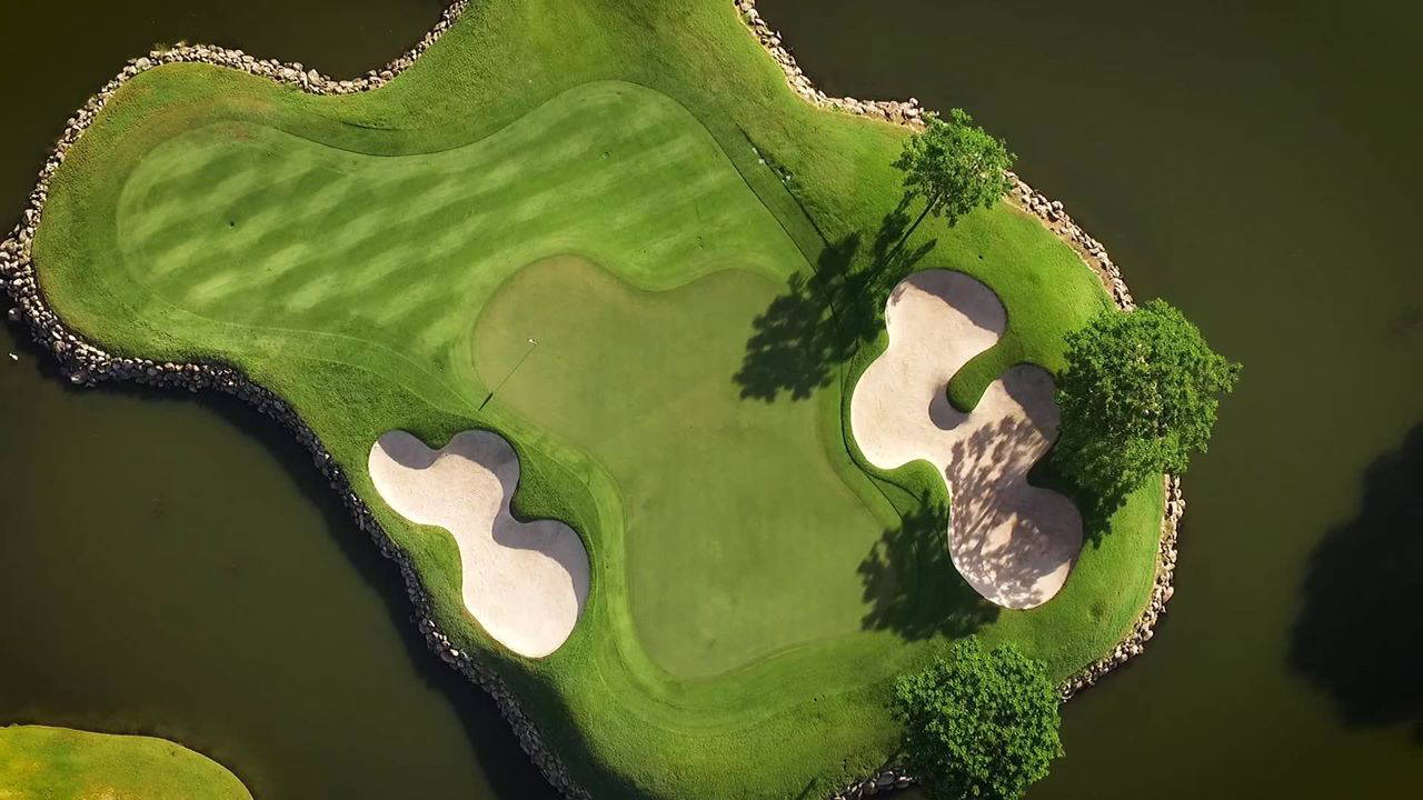 Island Green, Aerial View, Black Mountain Golf Club, Hua Hin, Thailand