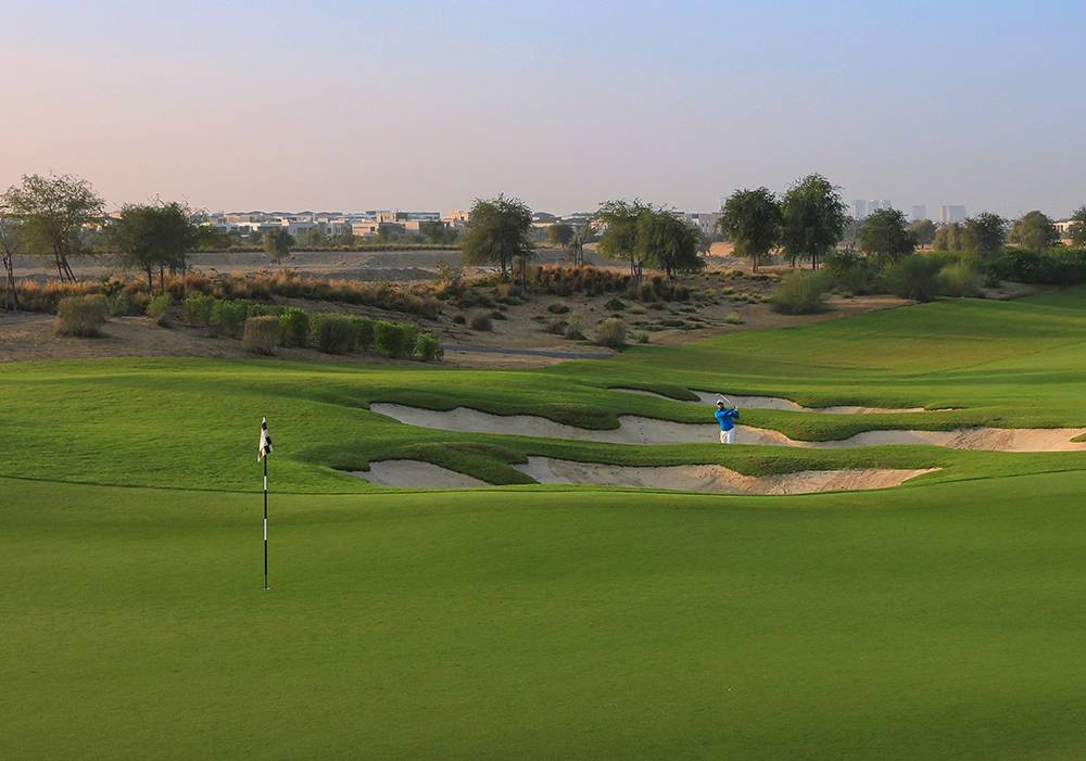 Green, Bunker, Dubai Hills Golf Club, Dubai, United Arab Emirates
