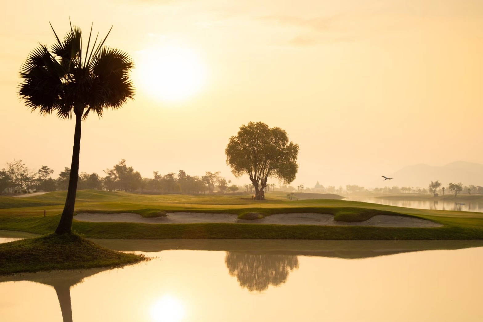 Greenside Bunker, Water Hazard, Gassan Panorama Golf Club , Chiang Mai, Thailand
