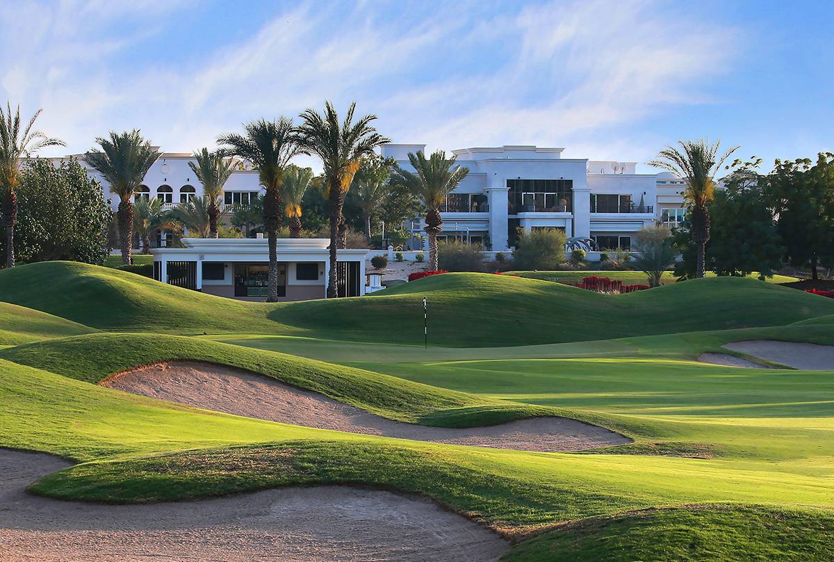 Approach, Bunker, Montgomerie Golf Club Dubai, Dubai, United Arab Emirates