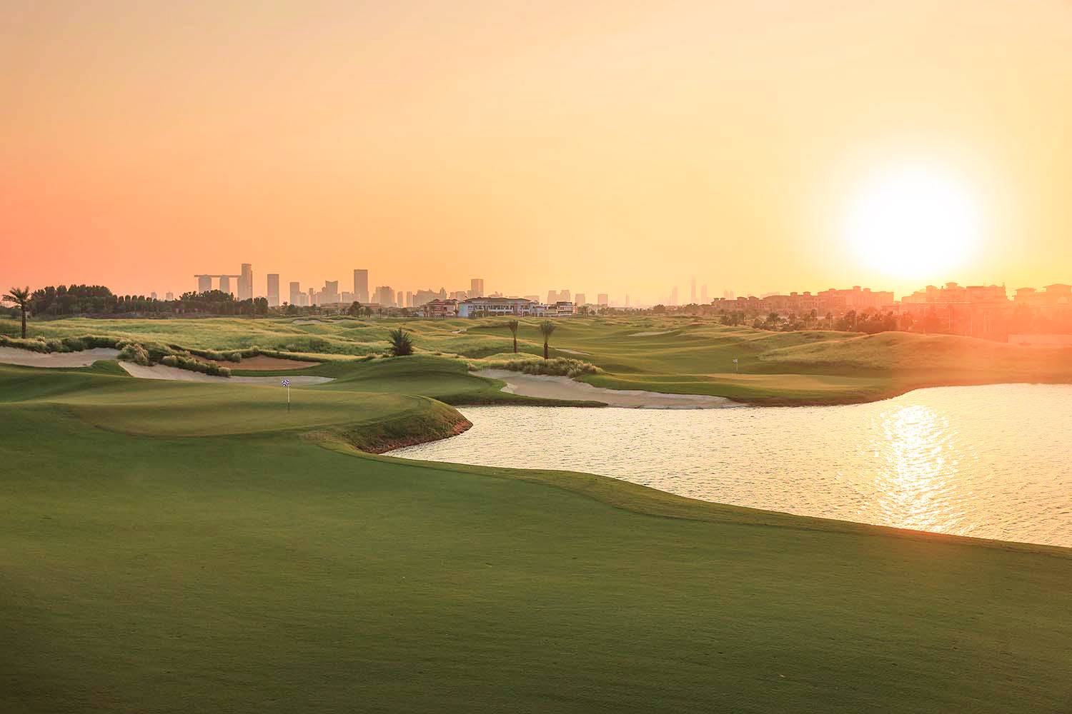 Fairway, Water Hazard, Montgomerie Golf Club Dubai, Dubai, United Arab Emirates