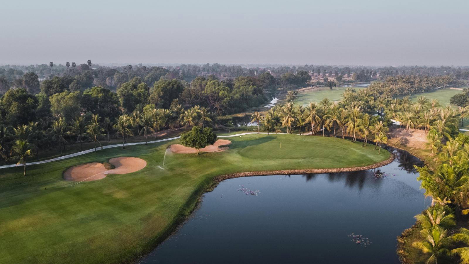 Aerial View, Green, Water Hazard, Phokeethra Country Club, Siem Reap, Cambodia