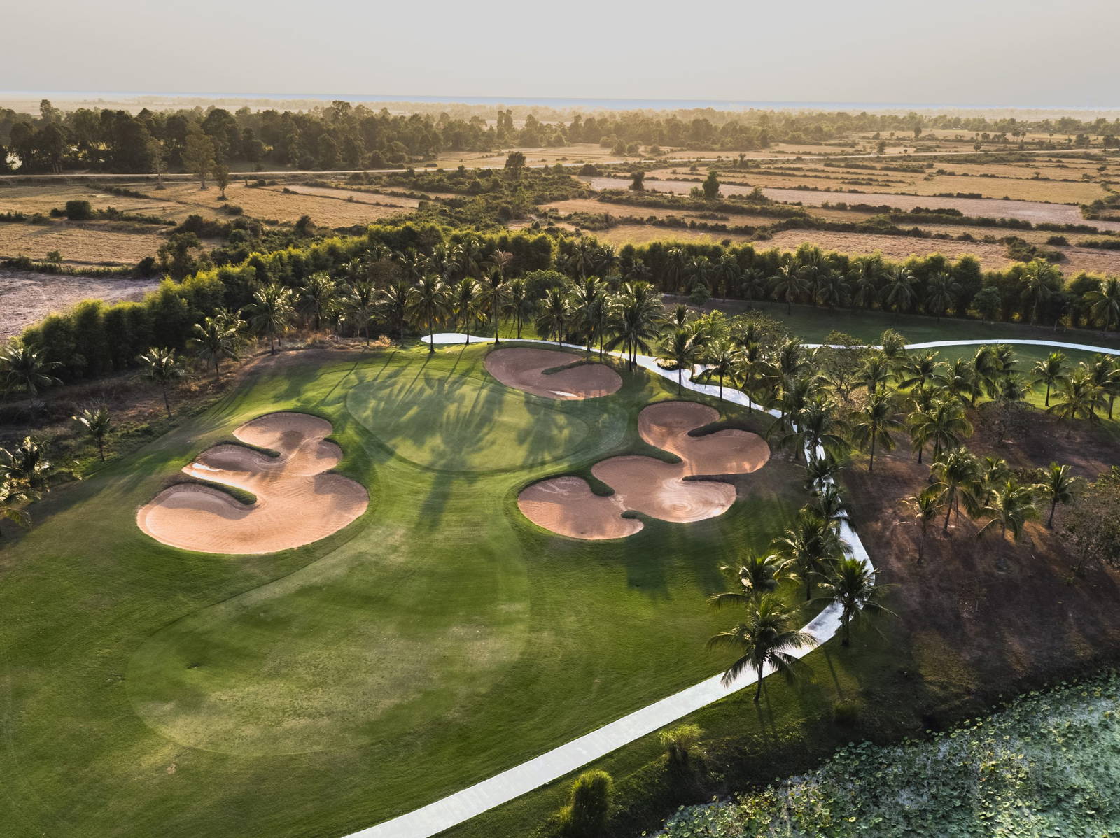 Aerial View, Green, Bunker, Phokeethra Country Club, Siem Reap, Cambodia