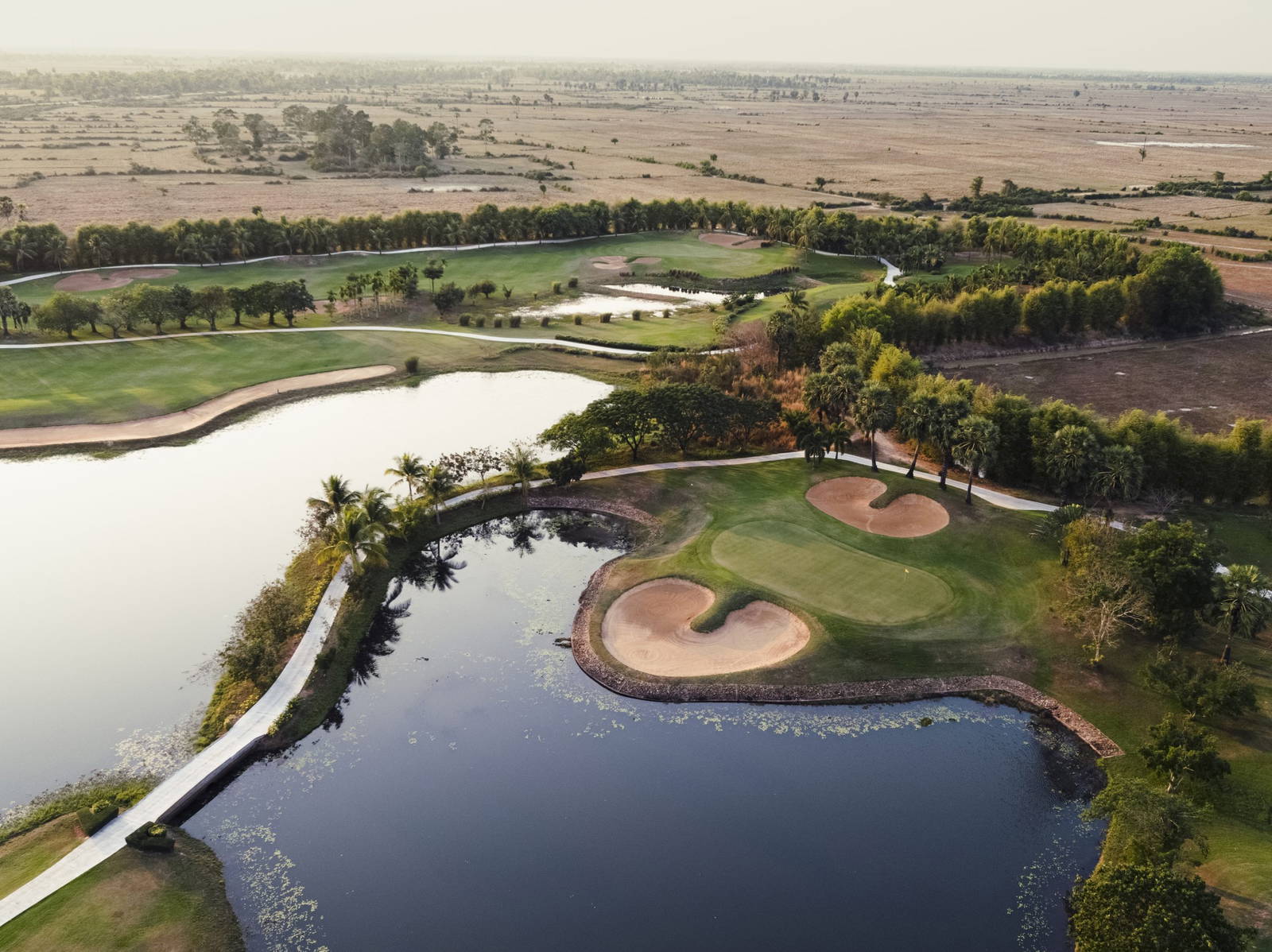 Aerial View, Green, Bunker, Water Hazard, Phokeethra Country Club, Siem Reap, Cambodia