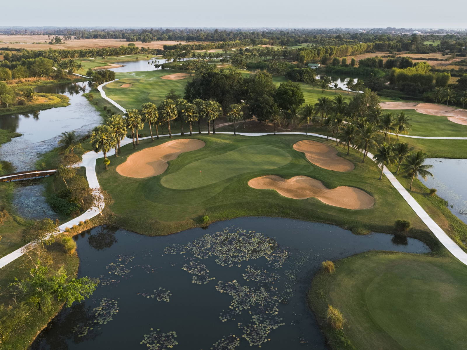 Aerial View, Green, Bunker, Phokeethra Country Club, Siem Reap, Cambodia