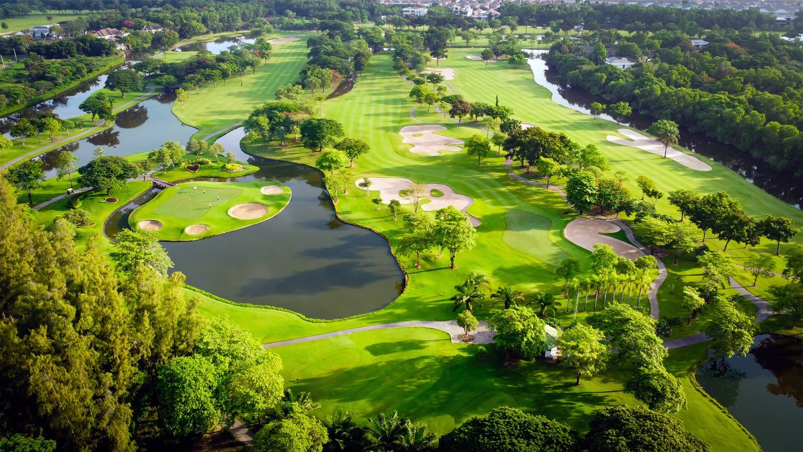 Aerial View, Island Green, Water Hazard, The Royal Golf & Country Club, Bangkok, Thailand