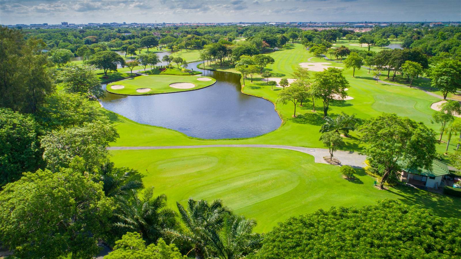 Aerial View, Island Green, The Royal Golf & Country Club, Bangkok, Thailand