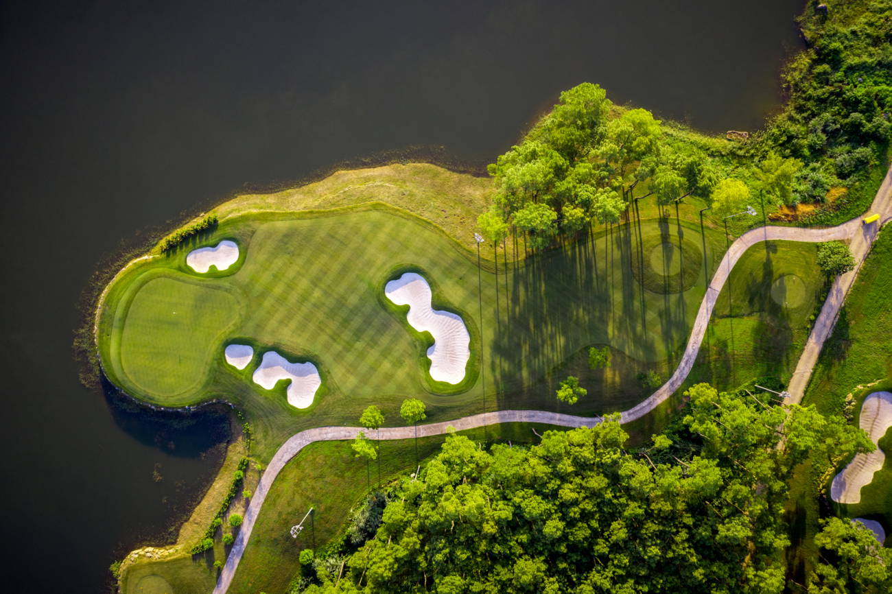 Green, Bunker, Aerial View, Trang An Golf & Country Club, Hanoi, Vietnam