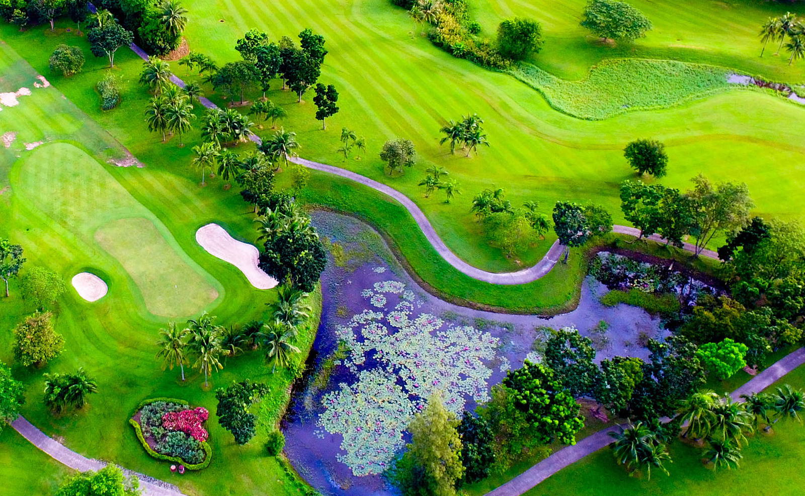 Aerial View, Water Hazard, Green, Treasure Hill Golf Club, Pattaya, Thailand