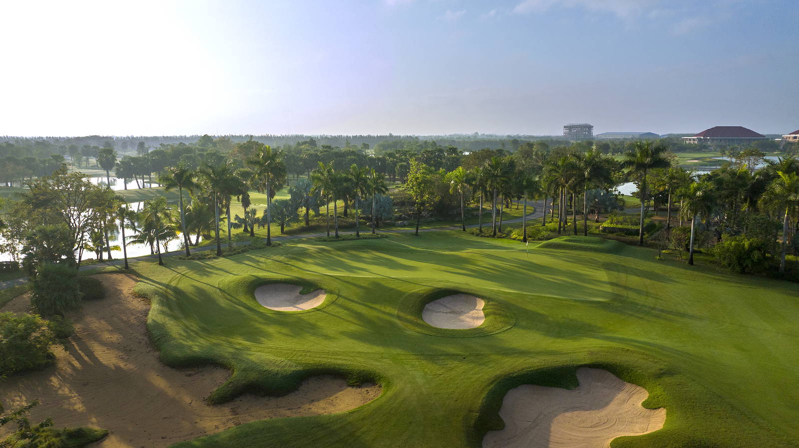 Green, Bunker, Aerial View, Vattanac Golf Resort (East Course), Phnom Penh, Cambodia