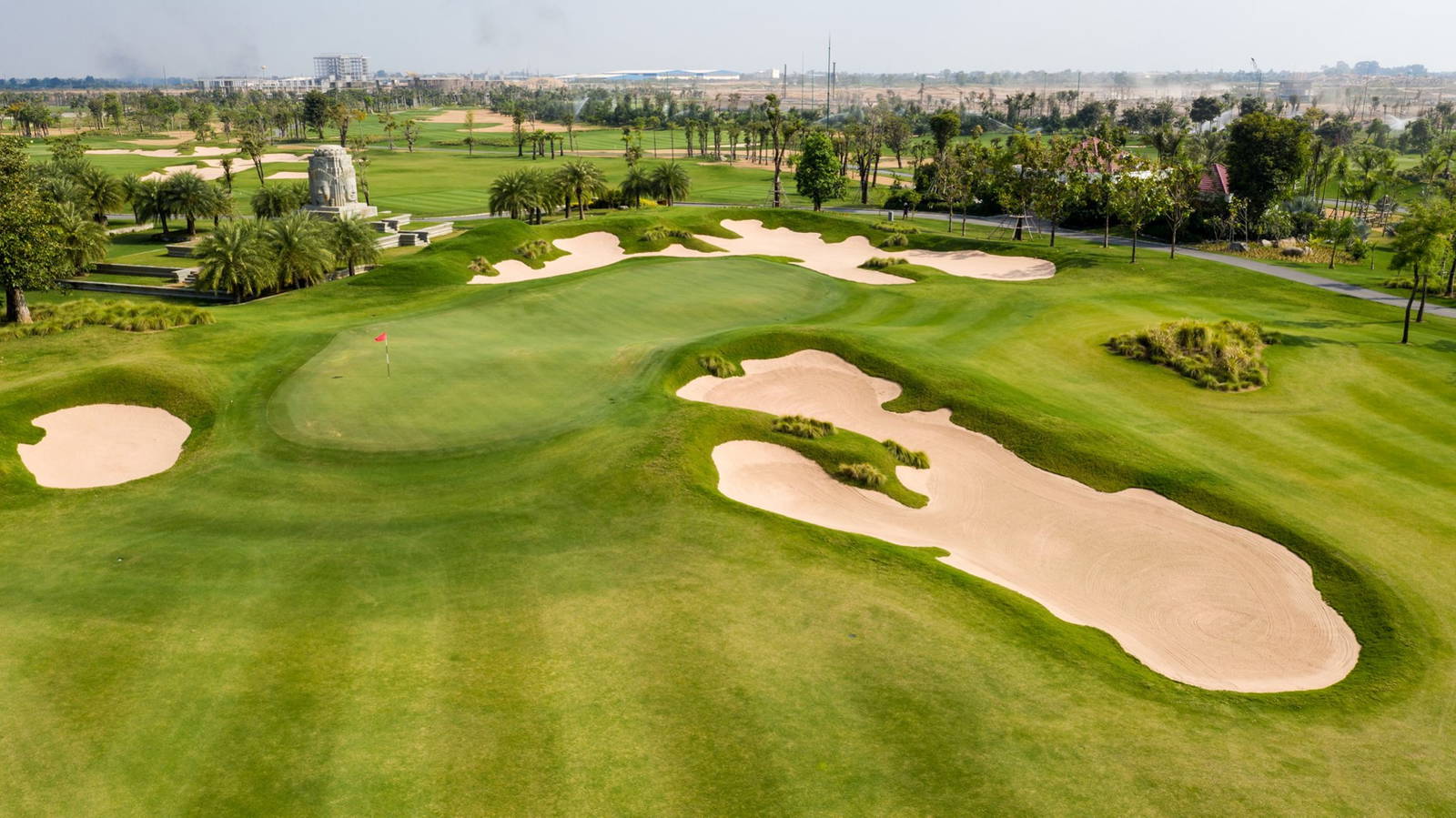 Green, Bunker, Aerial View, Vattanac Golf Resort (East Course), Phnom Penh, Cambodia