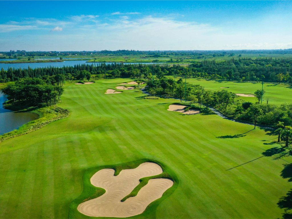 Fairway, Bunker, Aerial View, Vattanac Golf Resort (West Course), Phnom Penh, Cambodia