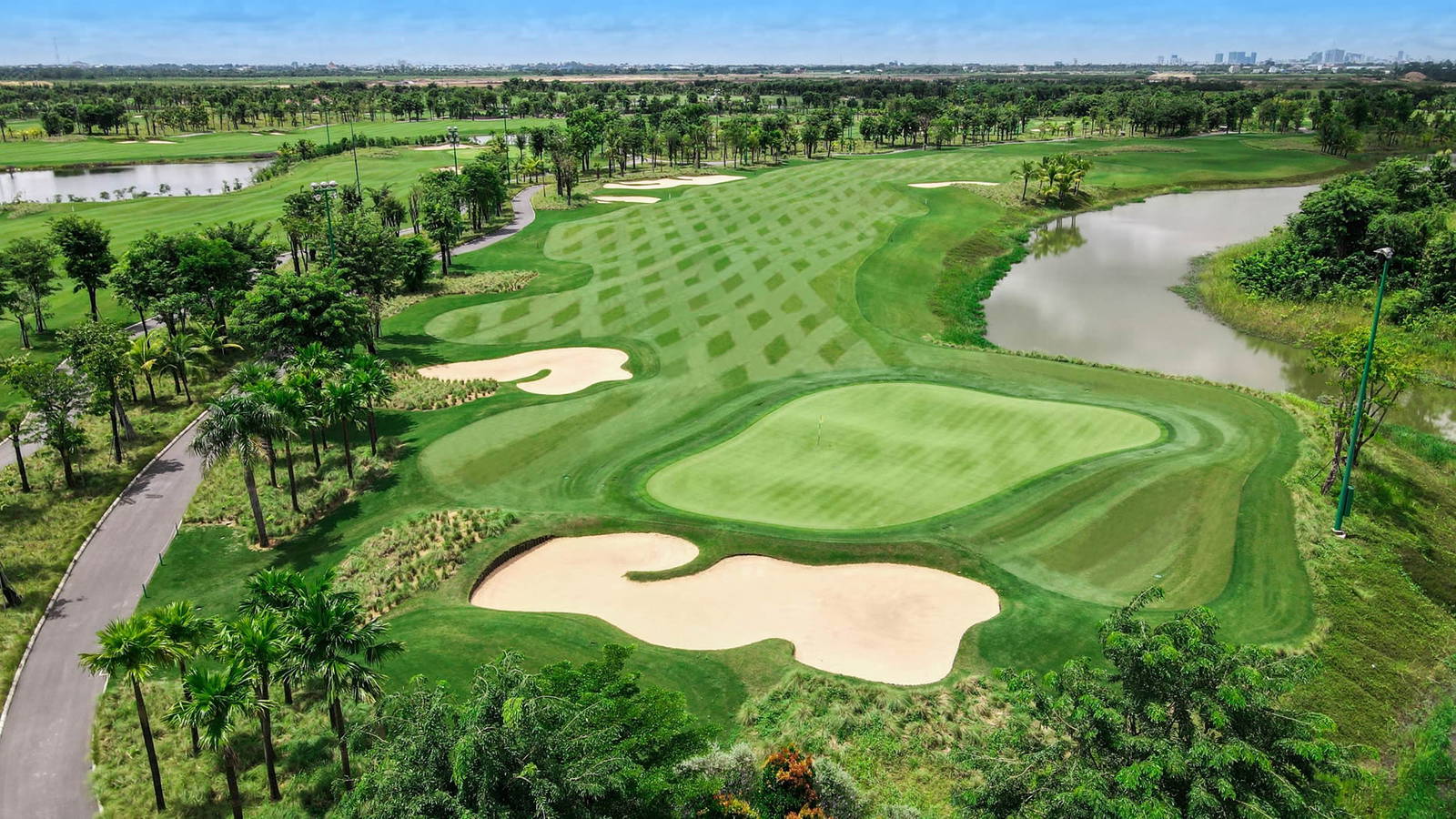 Green, Bunker, Aerial View, Vattanac Golf Resort (West Course), Phnom Penh, Cambodia