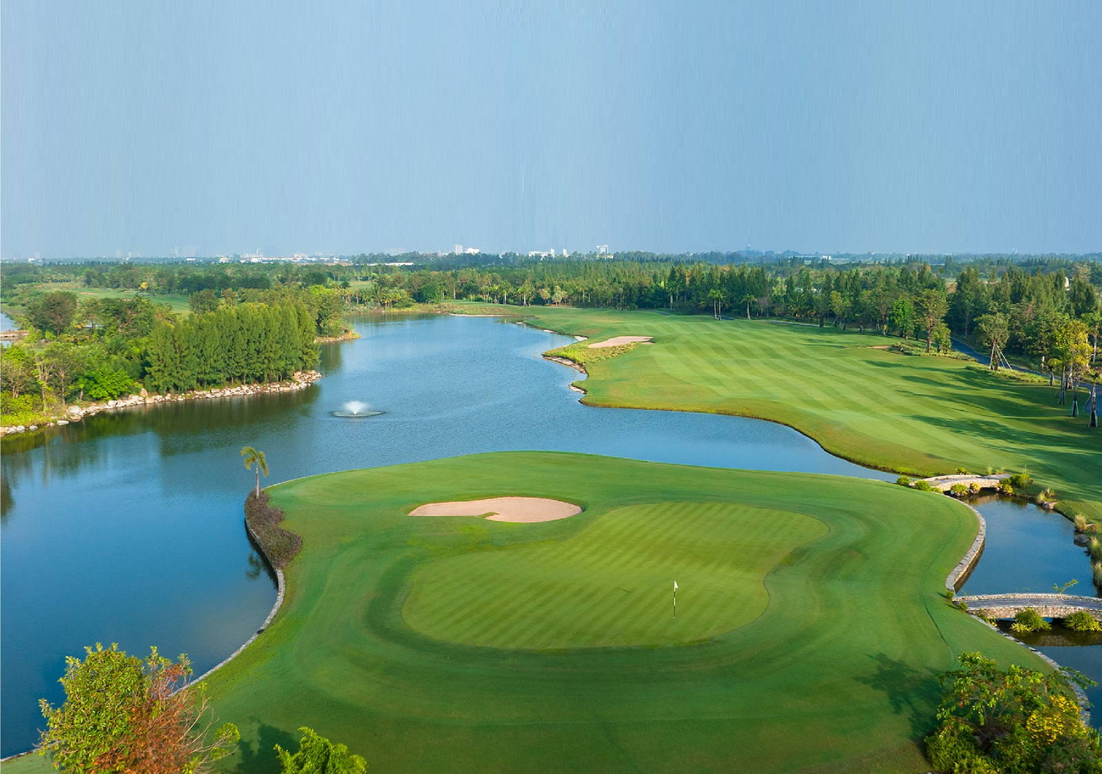 Island Green, Aerial View, Vattanac Golf Resort (West Course), Phnom Penh, Cambodia